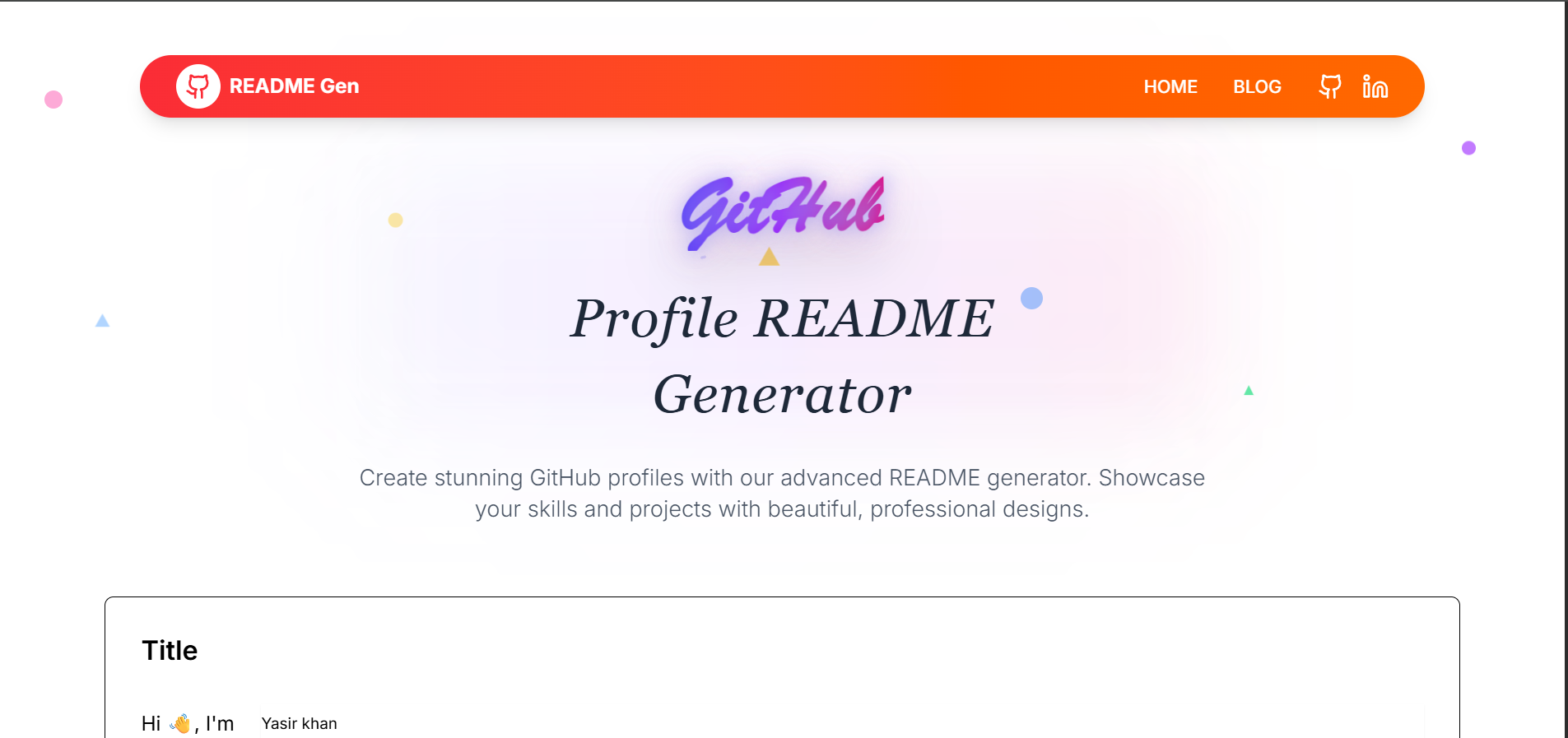 GitHub Profile README Generator preview